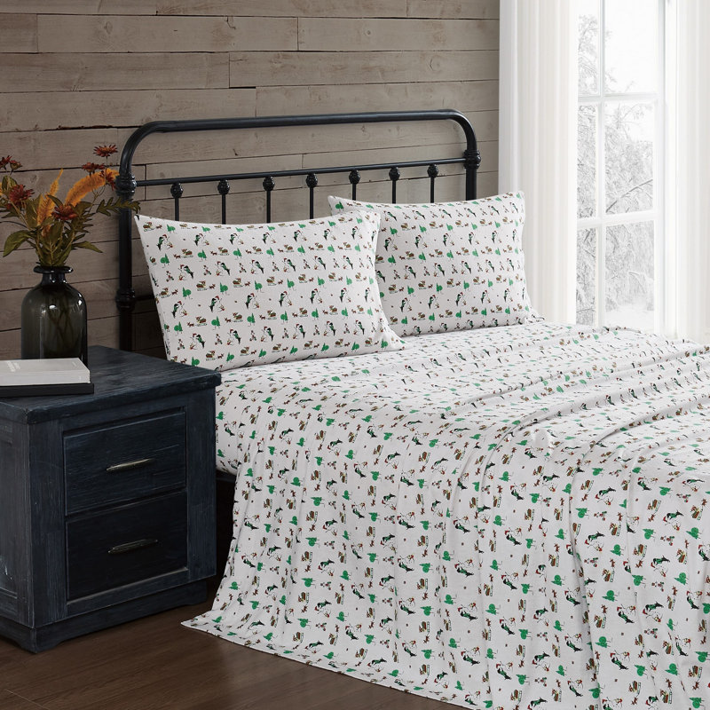 Truly Soft Holiday Dogs Cotton Flannel Sheet Set, Full Sheet Set with 2 Pillowcases