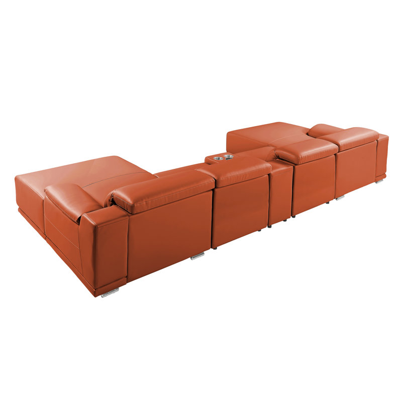 Canapé modulaire 5 pièces DivanItalia Camel, Camel Genuine Leather