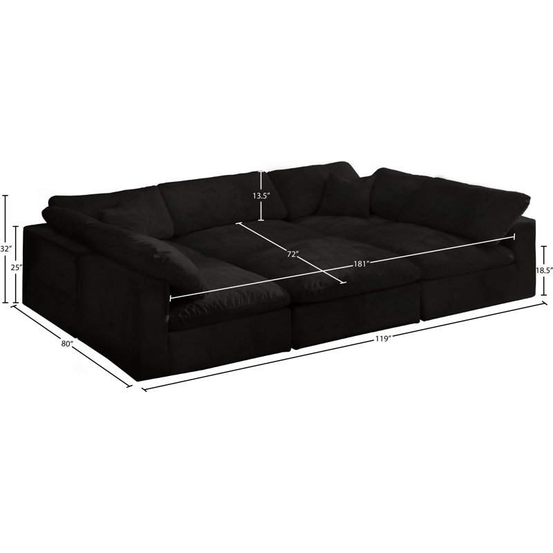 Canapé modulaire en velours réversible Cozy, Velours noir