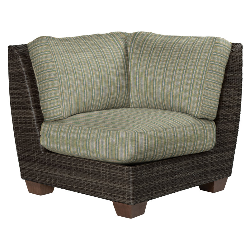 Saddleback Outdoor Corner Wedge Lounge Chair, Canvas Heather Beige Sunbrella® Canvas, Coffee