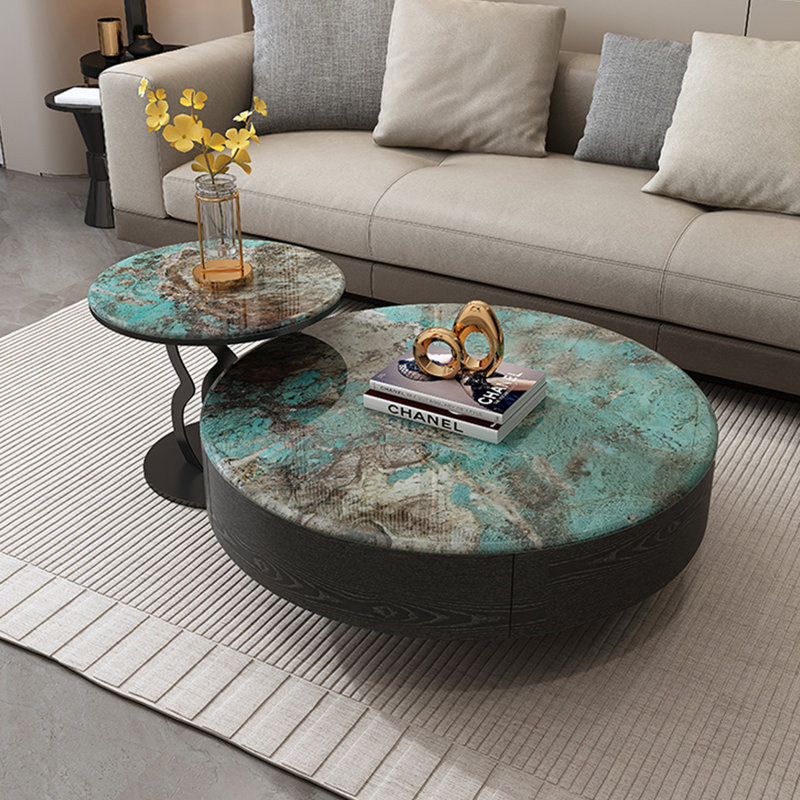 Table basse italienne ronde en pierre supercristalline