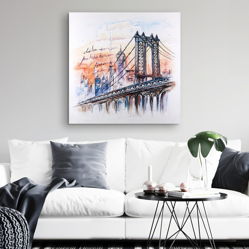 Bridge sketch - 32"x32" art on canvas