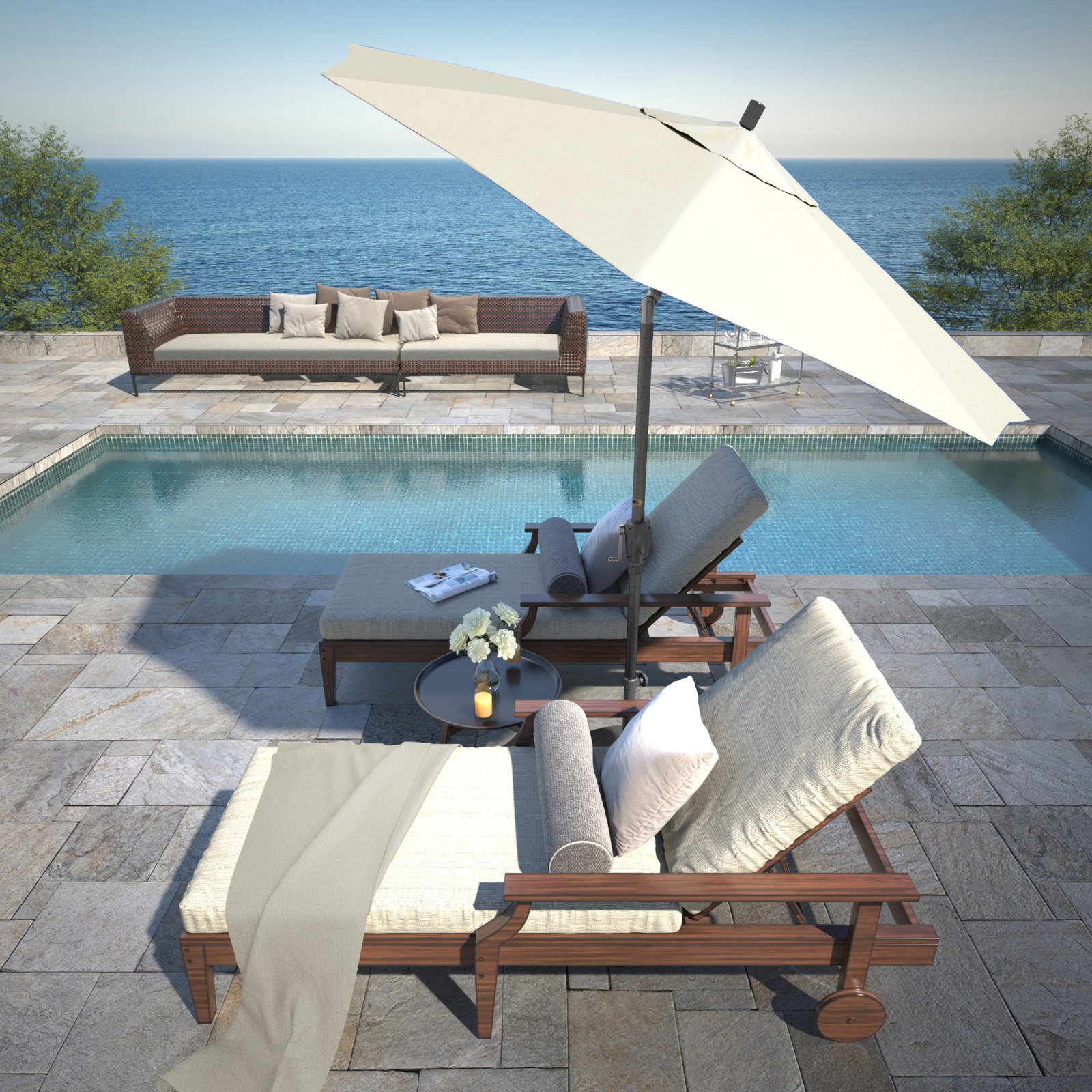Lexia 90'' Sunbrella® Outdoor Umbrella, Canvas Canvas Sunbrella® Canvas