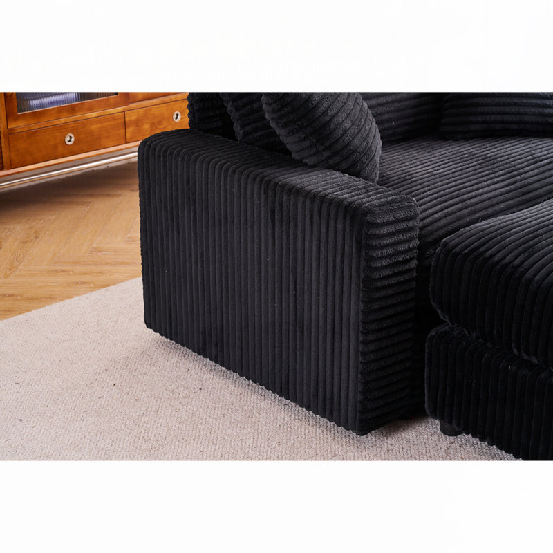 Chaise d'appoint moderne avec repose-pieds amovible, Noir