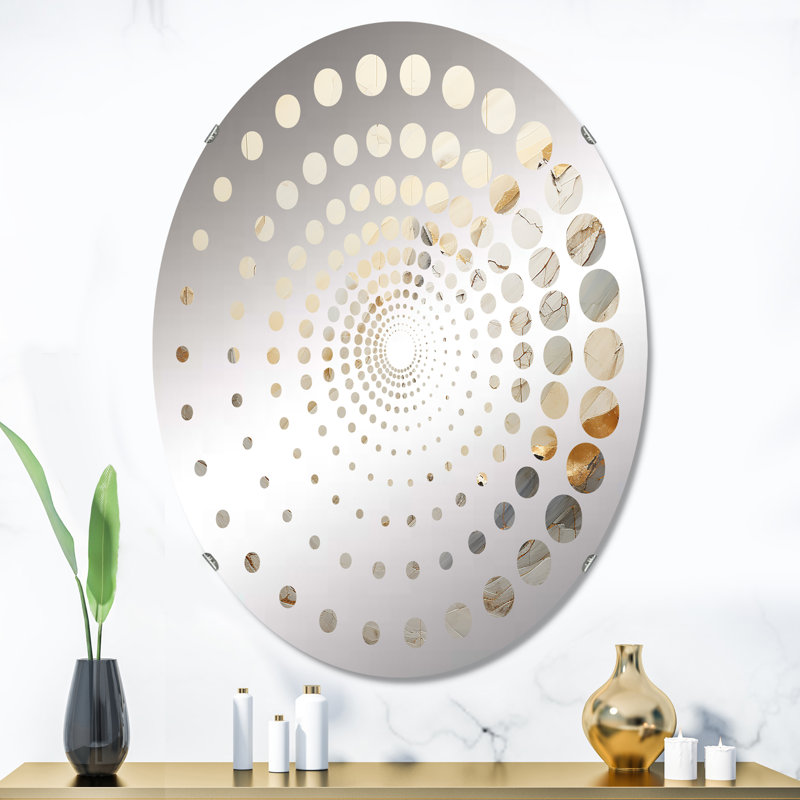 Beige et doré pierre de glacier Simplicity IV - Miroir décoratif à spirales - MIR113333-Ovale, L 24 po x H 36 po
