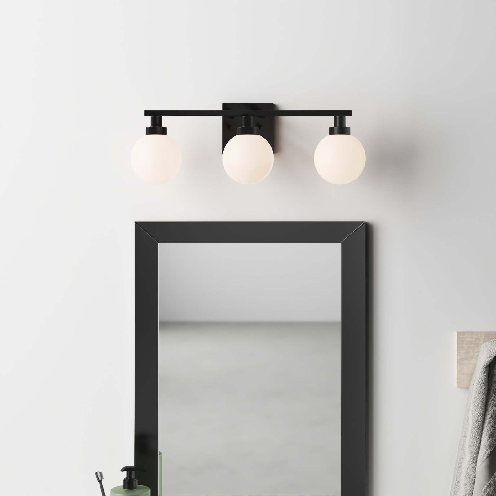 Janne 3 Light Dimmable Vanity Light, Midnight Black