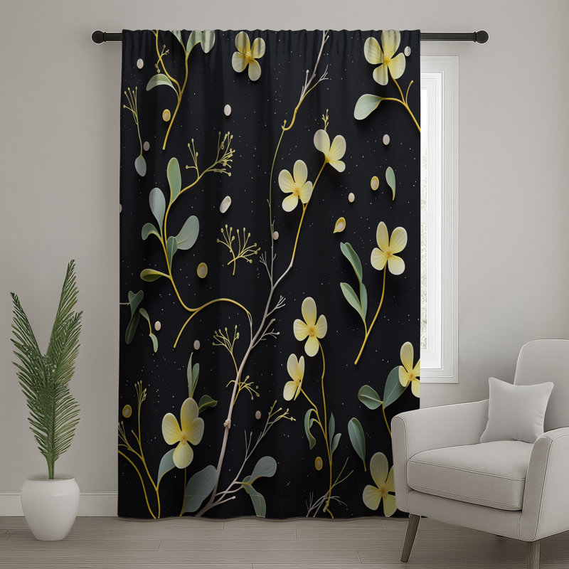 Rideaux floraux, voilages et voilages à motif floral - 1 panneau, 50 po x 92 po - 1 panneau, Blocage