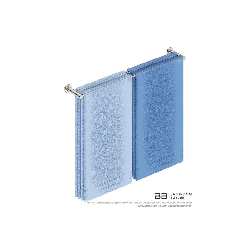 2 Double Wall Mounted Towel Bar, Polished Stainless Steel