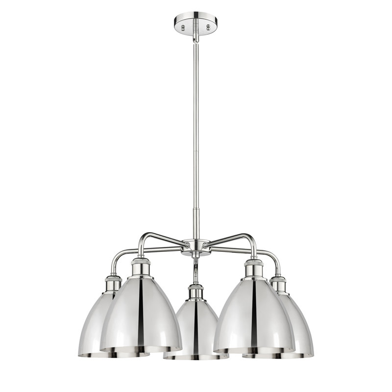 Lustre en dôme à 5 lumières Trickett, Chrome poli, Chrome poli