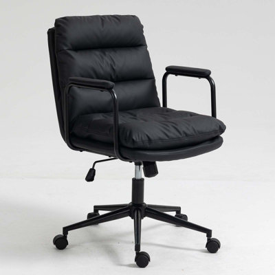 Mid-Century Ergonomic Office Chair with Adjustable Height, Swivel and Rolling, Breathable Fabric for Office Comfort