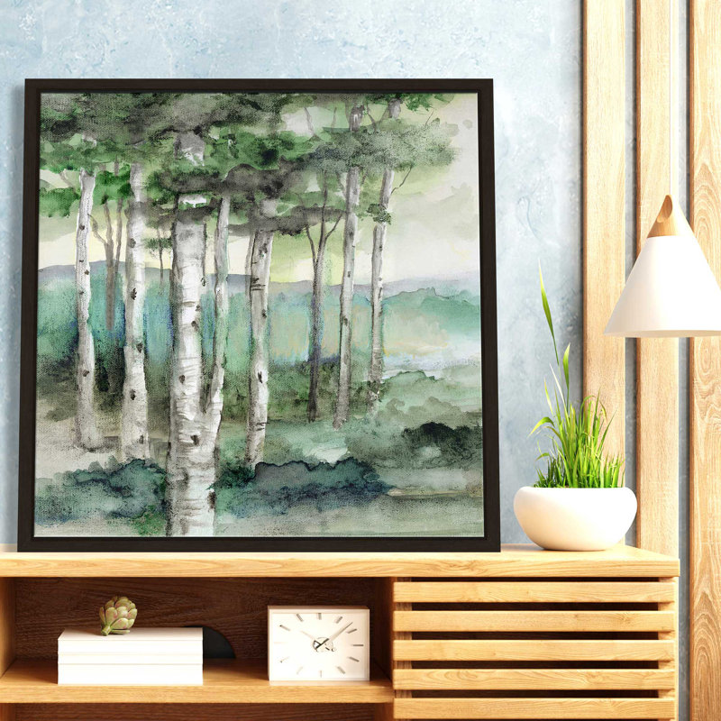 Bear Mountain par Nan - Peinture, L 21,5 po x H 21,5 po, Encadrement brun
