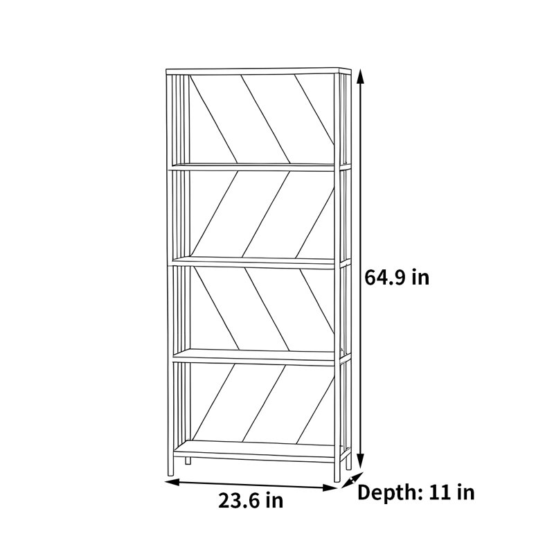 Simple and versatile bookcase, 64.9"H x 23.6"W x 11"D