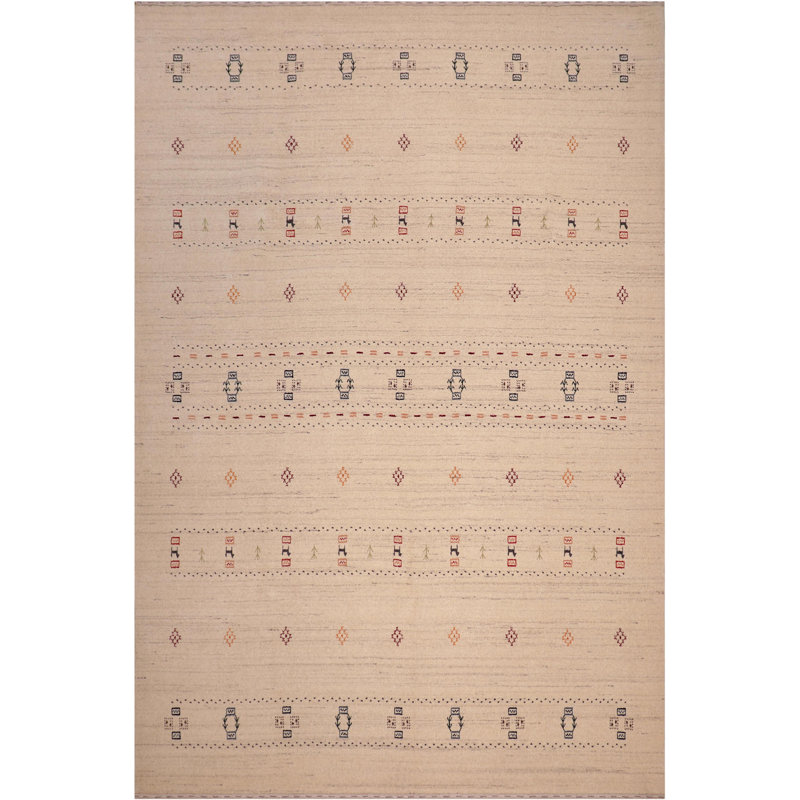 Tapis ivoire en laine Modern Gabbeh Maddox 8 pi 3 po x 10 pi 0 po