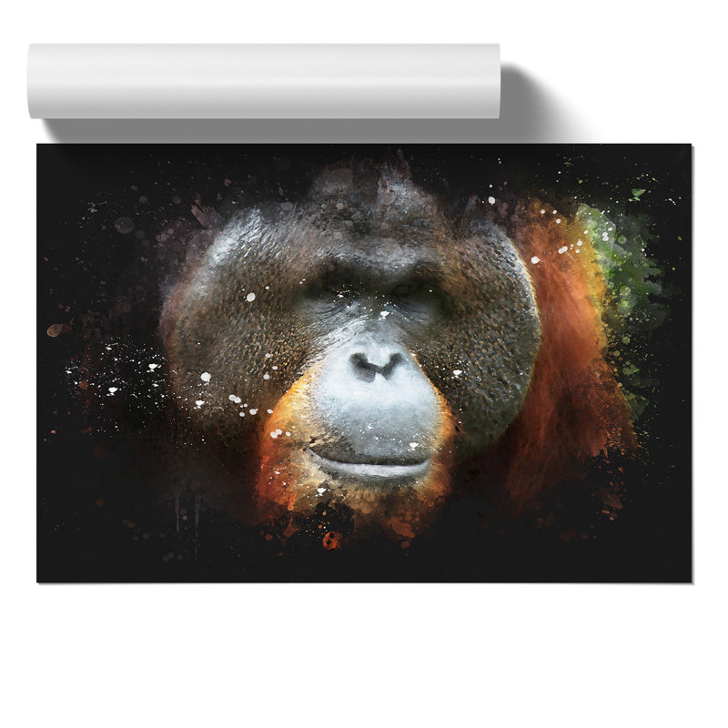 Orangutan Monkey Paint Splash - Frameless Print, 59cm H x 84cm W x 0.1cm D
