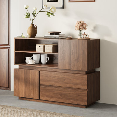47'' Mid-century Modern Sideboard with Anti-tip Kit, Wood Buffet Cabinet With Soft-close Doors And Spacious Storage Cabinet For Kitchen, Living Room And Bedroom