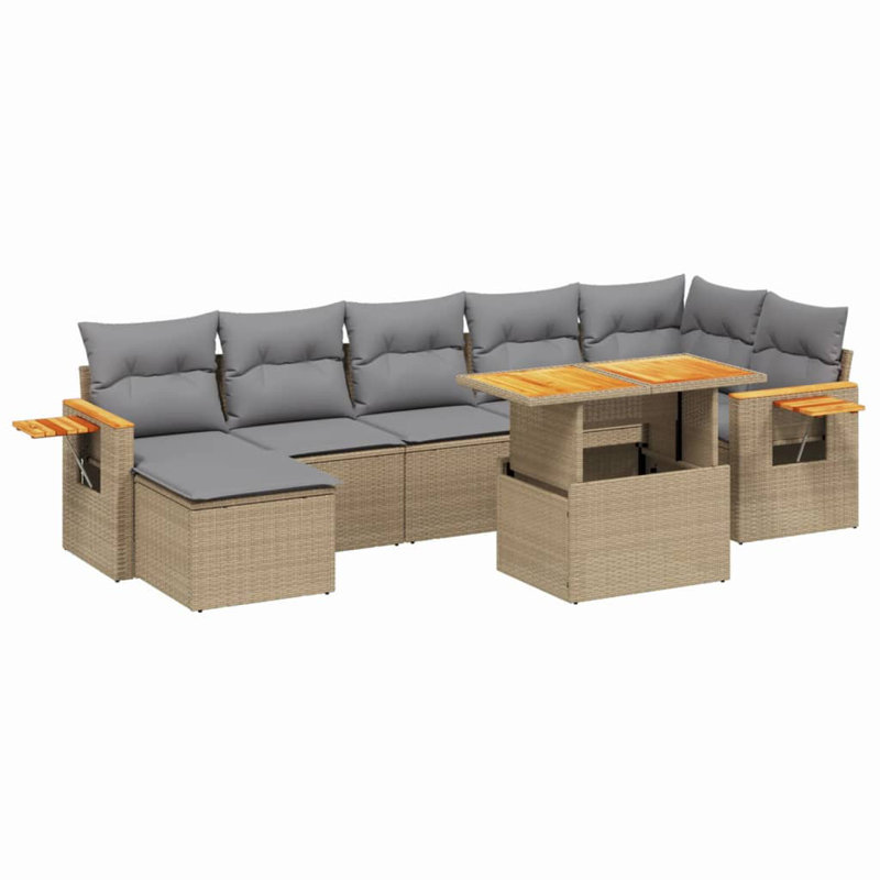  Ensemble de canapé de jardin beige, gris clair