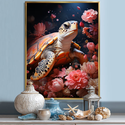 Tortue romantique sur toile