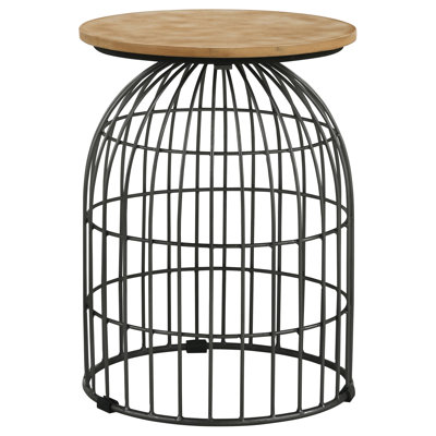 Natural and Gunmetal Wire Frame Side Table