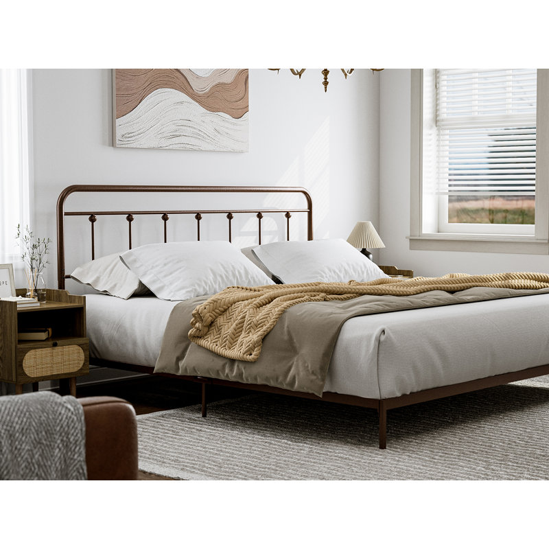 Brown Metal King Size Farmhouse Victorian Headboard