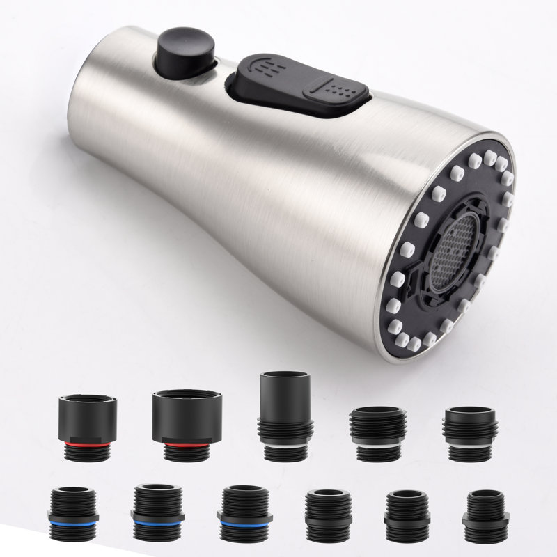 Pièces de rechange pour robinet de lavabo escamotable avec 3 fonctions et 11 adaptateurs, Nickel brossé