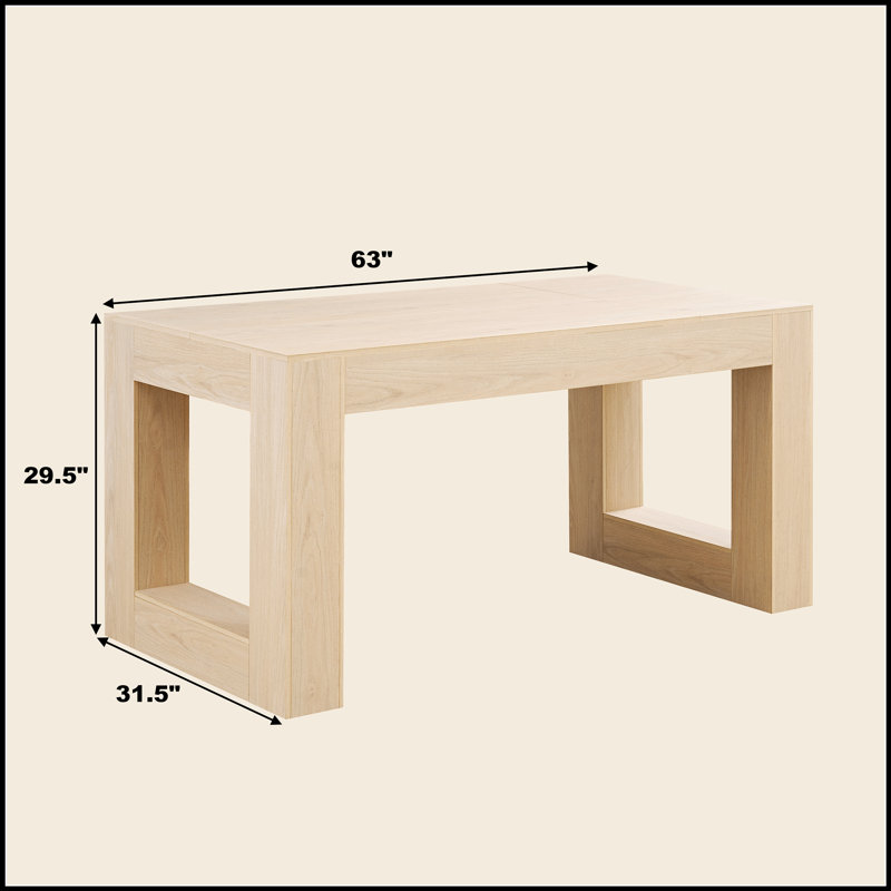 Farmhouse Kitchen Dining Table for 4-6 People, Rectangular with Sturdy Wood Legs and Full MDF Trim, Easy Assembly
