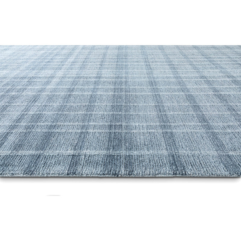 Tapis bleu en laine touffeté à la main Sanura, Rectangle 6 pi x 9 pi