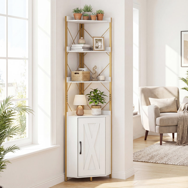 180 cm H x 38 cm W Corner Bookcase, White