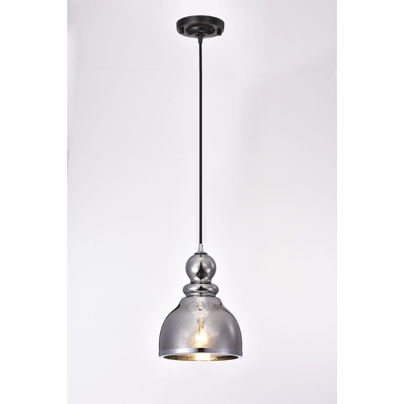 Odeza 1 - Light 7.1" Antique Black Single Dome Pendant, Antique Black, Smoke