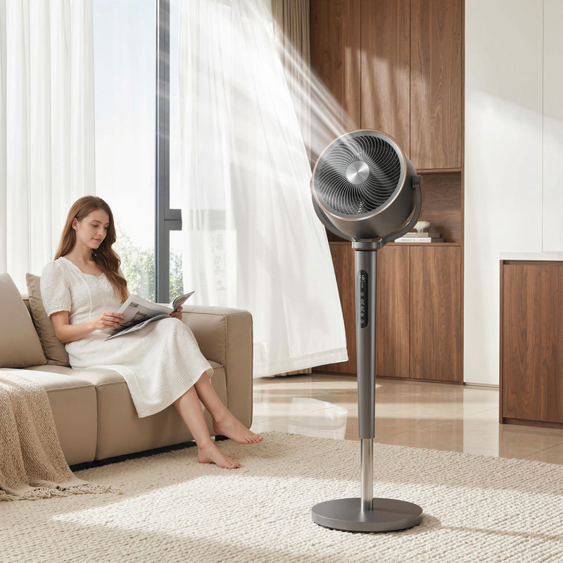 Ventilateur sur pied 20dB silencieux, ventilateur oscillant avec 12 vitesses, lumière DEL