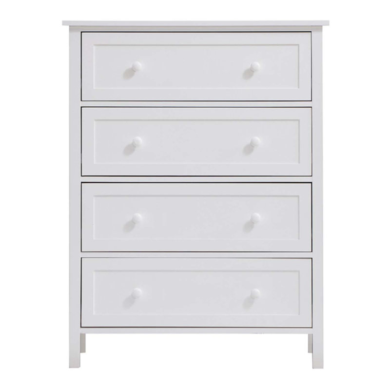 Commode 4 tiroirs Lolanda, finition blanche