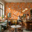 Papier peint floral, décoration murale amovible oiseaux orange