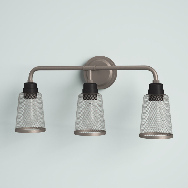 Weathered Zinc & Oil Rubbed Bronze 3-Light Outdoor Vanity Light