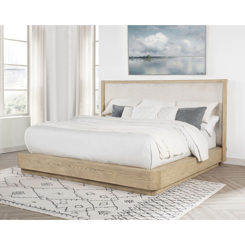 Josephs 49-inch Eastern King Wingback Bed Beige Oak, King