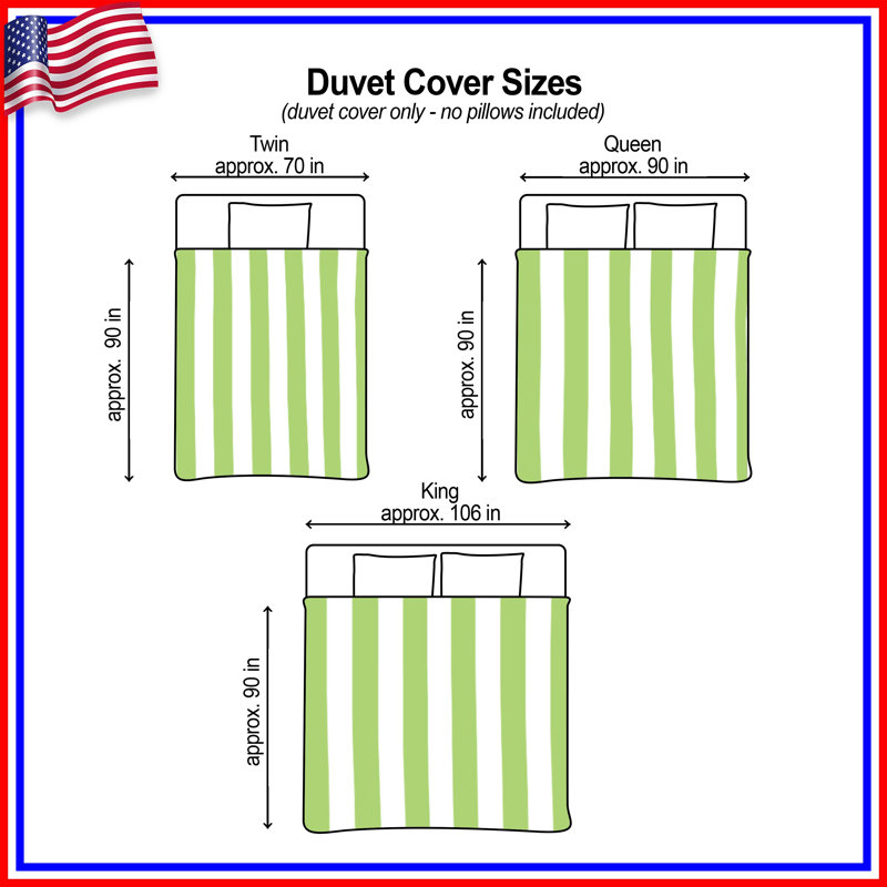 Green White Stripes Duvet Covers, Grand lit