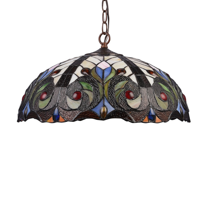 Luminaire suspendu de style victorien 2 lumières avec abat-jour 18 po Chloe Lighting Lennon - H 7,5 po