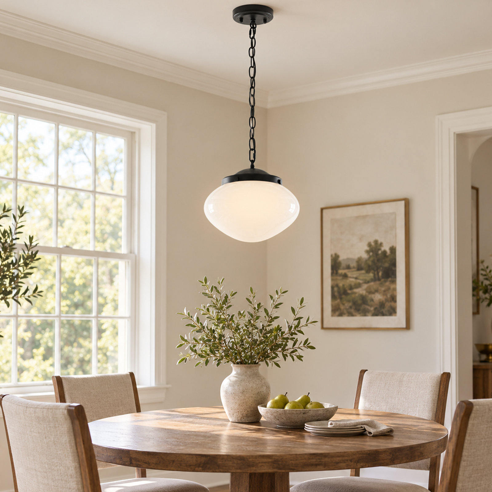 Single Light Iron Pendant, Matte Black