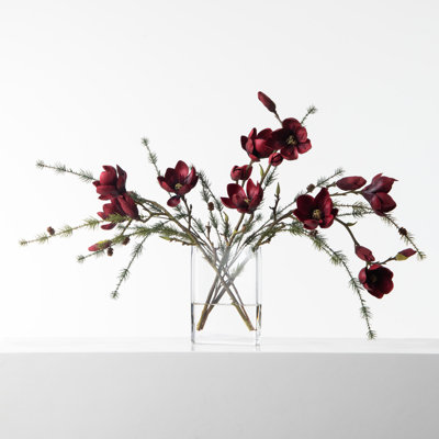 Polyether Polyurethane (PU) Magnolia Arrangement in Vase