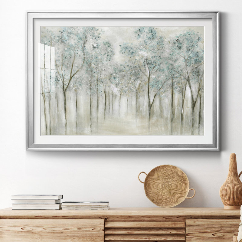 «Neutral Spring» - peinture encadrée, Papier avec cadre argenté, H 30,5 po x l 42,5 po x P 1,5 po