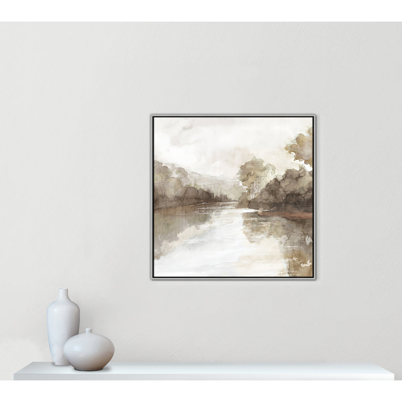 «Fall Nature Print» par Eva Watts, Toile avec cadre, Flottant argent, L 37,5 po x H 37,5 po