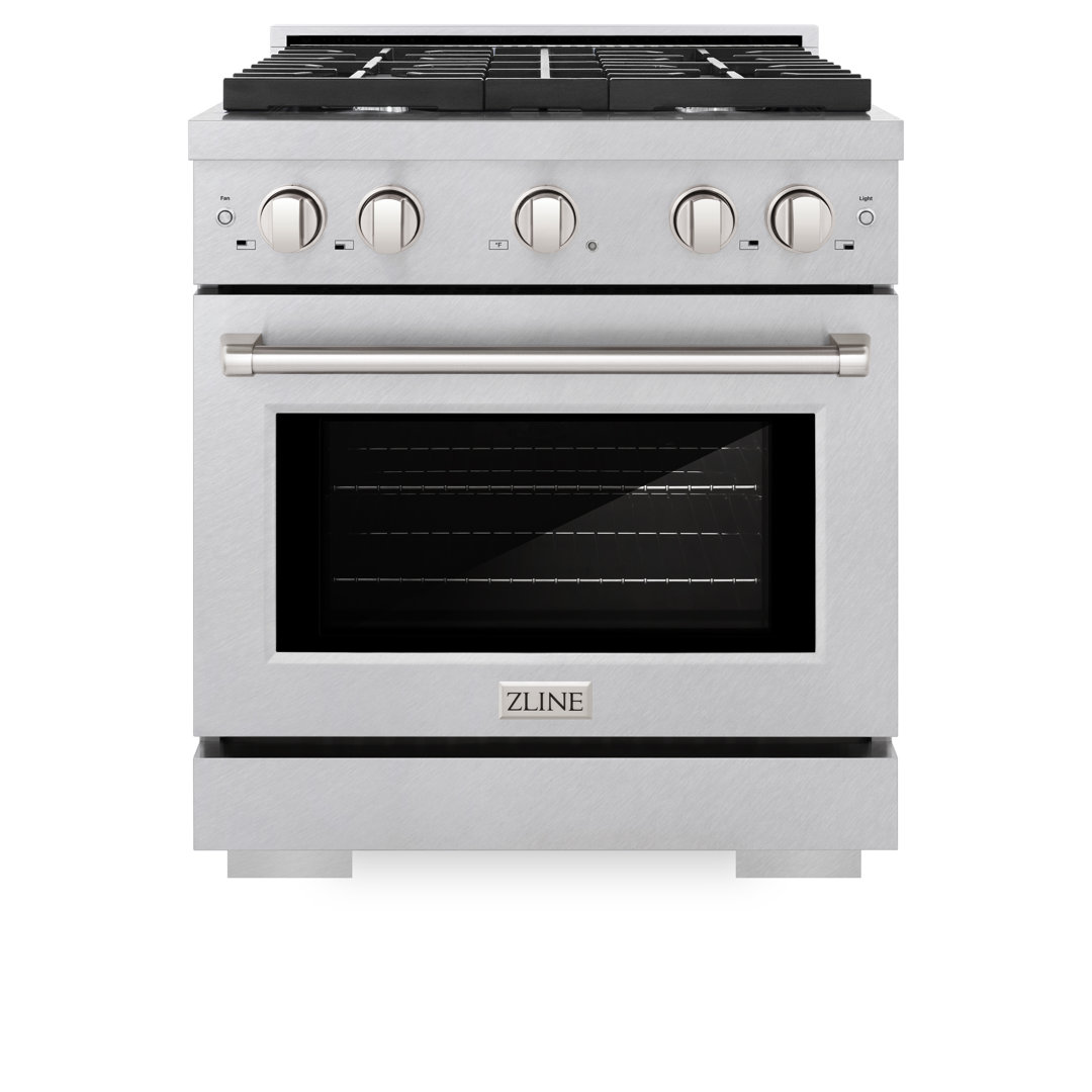 ZLINE 30 in. Paramount Dual Fuel Satin Steel Range w/ 4 Burners & Convection Oven ZLINE