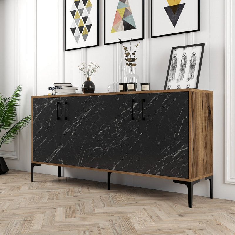 Jerin 160cm Console Table, Brown/Black/White