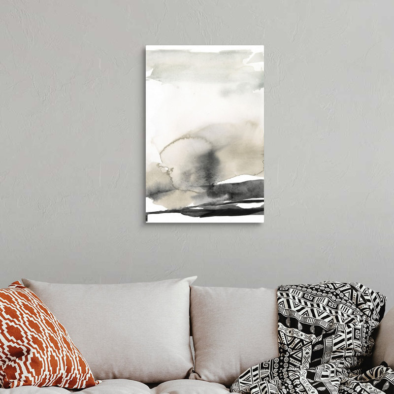 «Ebony Horizon Triptych III» par Jennifer Goldberger - reproduction d'art, H 30 po x l 20 po x P 1,25 po, Toile tendue