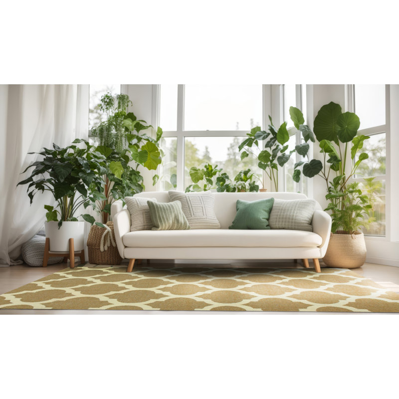 Tapis brun ivoire en laine tissé à plat à la main Iris, Rectangle de 10 pi x 14 pi