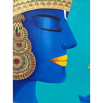 «Divine Lord Vishnu», peinture acrylique sur toile et encre par Kangana Vohra