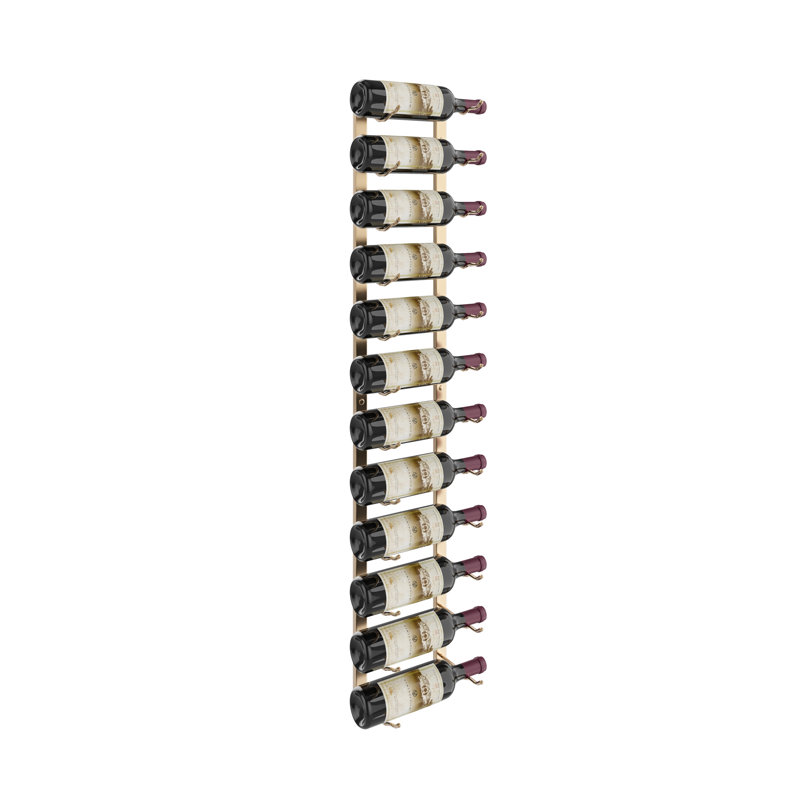 Support à vin mural en métal doré 12 bouteilles Indurial - hauteur de 48 po, 48"H x 13"W x 5.25"D, Golden Bronze