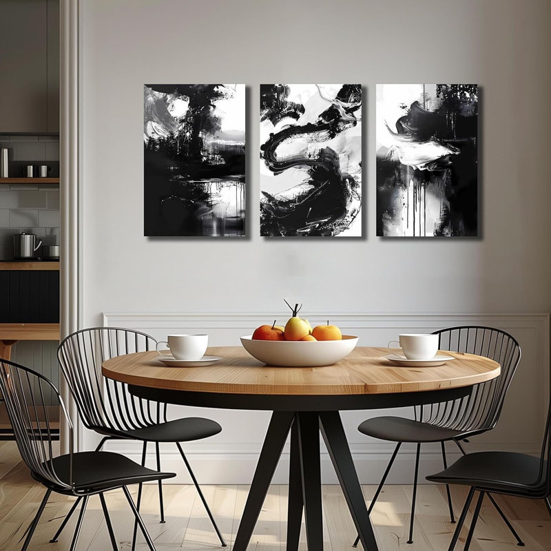 Art mural abstrait sur toile pour le salon, impressions photo en noir et blanc pour la chambre à coucher, format 16 x 24 pouces, 3 pièces