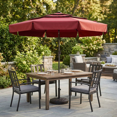 Parasol de terrasse à énergie solaire anti-décoloration résistant aux rayons UV de 10 pieds avec toit ventilé à 3 niveaux et lumières DEL pour un abat-jour de terrasse près de la piscine