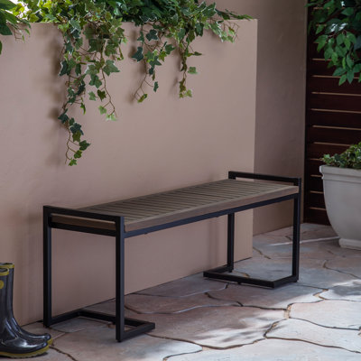 Meuble en bois et en métal fabriqué à la main pour couloir - gris, noir fer, 53,39 po x 15,43 po x 19,45 po, banc à lattes fait à la main, finition grise, H 19,45 po x l 53,39 po x P 15,43 po