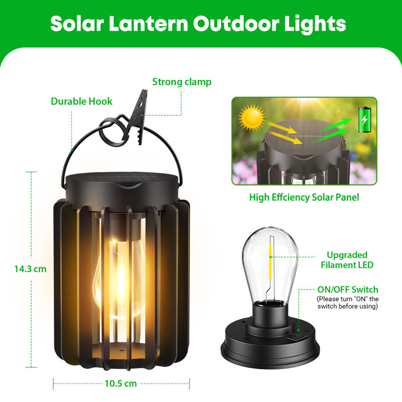 Solar Lanterns Outdoor Hanging, Upgraded Bright Waterproof Lantern For Outside, Over 12hrs Powered Lights For Garden, Yard, Patio Decor