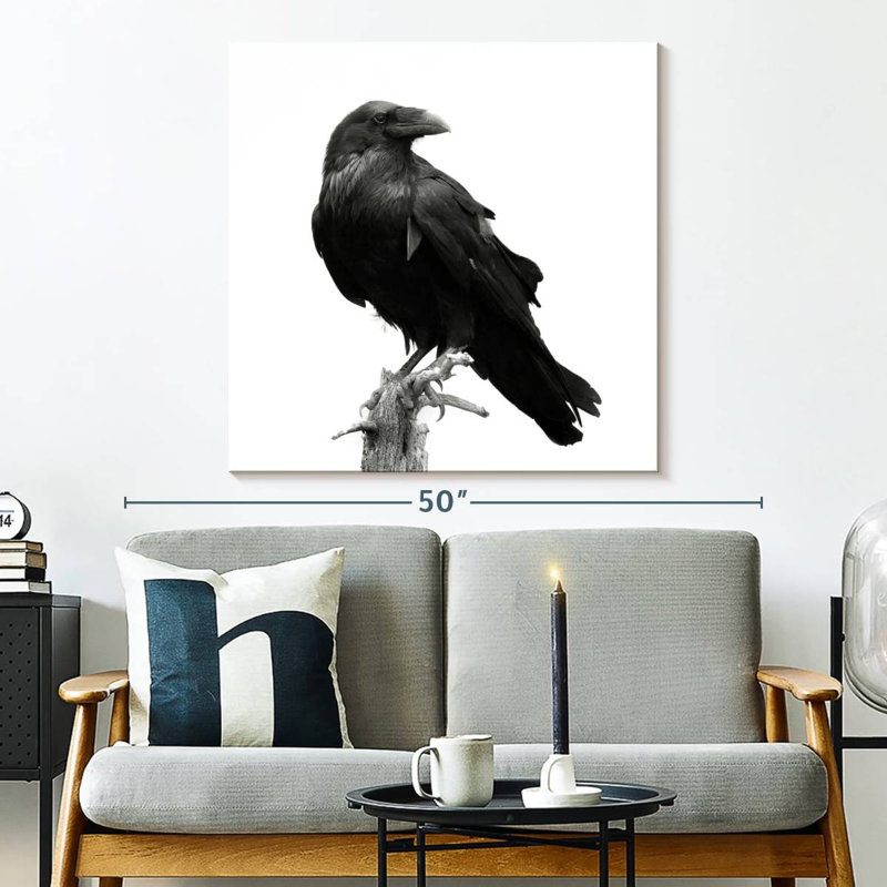 Corbeau sur une souche d'arbre, H 33 po x l 33 po
